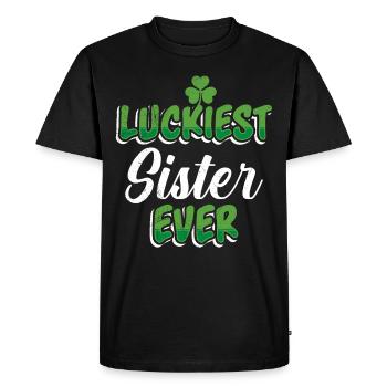 La Saint-Patrick dit la sœur la plus chanceuse de tous les temps - T-shirt Premium bio Homme - noir - Devant - Nico (187cm)