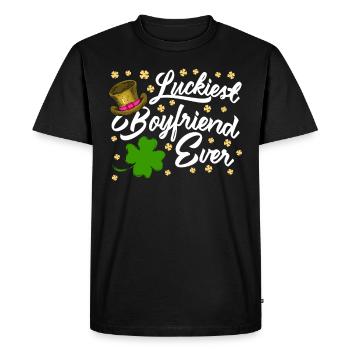 Petit ami le plus chanceux de tous les temps Saint-Valentin - T-shirt Premium bio Homme - noir - Devant - Nico (187cm)