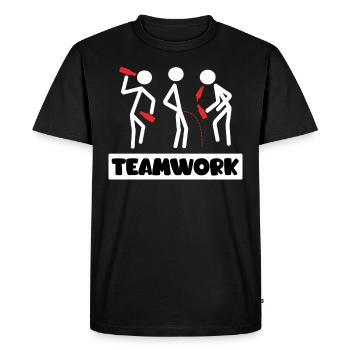Travail d’équipe Vacances d’été avec des amis Semaine de relâche - T-shirt Premium bio Homme - noir - Devant - Nico (187cm)