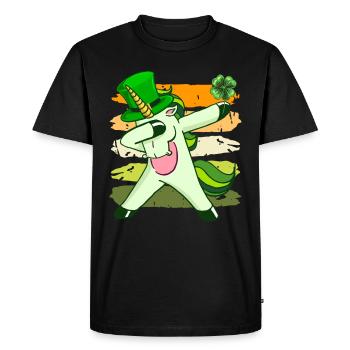 Dabbing Unicorn Clover St. Patrick's Day - Men's Premium Organic T-Shirt - black - Front - Nico (187cm)