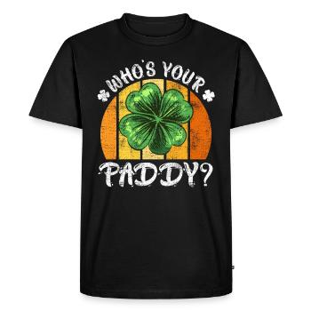 Qui est votre Paddy? Clover Saint-Patrick - T-shirt Premium bio Homme - noir - Devant - Nico (187cm)
