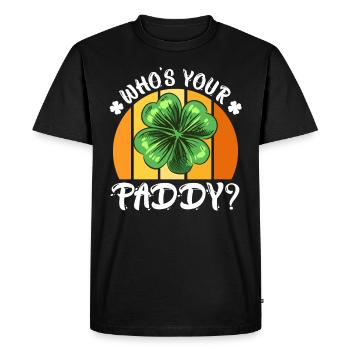 Qui est votre Paddy? Clover Saint-Patrick - T-shirt Premium bio Homme - noir - Devant - Nico (187cm)