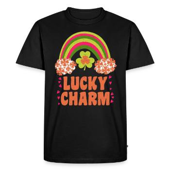 Porte-bonheur Porte-bonheur Porte-bonheur Arc-en-ciel - T-shirt Premium bio Homme - noir - Devant - Nico (187cm)