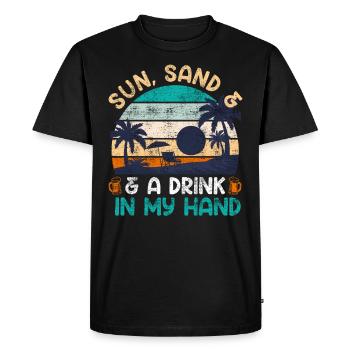 Plage ensoleillée un verre à la main fête de vacances - T-shirt Premium bio Homme - noir - Devant - Nico (187cm)