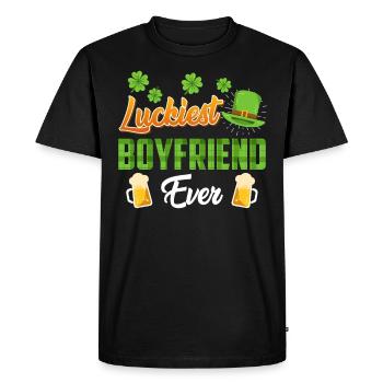Le petit ami le plus chanceux de tous les temps La Saint-Patrick - T-shirt Premium bio Homme - noir - Devant - Nico (187cm)
