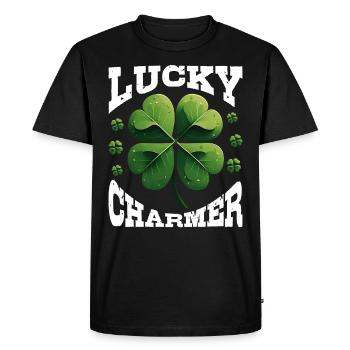 Lucky Charmer Clover Lucky Charm - Men's Premium Organic T-Shirt - black - Front - Nico (187cm)