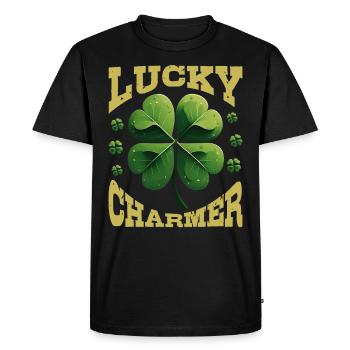 Lucky Charmer Clover Lucky Charm - Men's Premium Organic T-Shirt - black - Front - Nico (187cm)