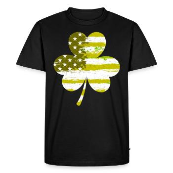 USA Clover Lucky Charm United States - Men's Premium Organic T-Shirt - black - Front - Nico (187cm)
