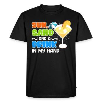 Plage ensoleillée un verre à la main fête de vacances - T-shirt Premium bio Homme - noir - Devant - Nico (187cm)