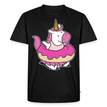 Rainbow Unicorn Float Floaty Donut - Men's Premium Organic T-Shirt - black - Front - Nico (187cm)