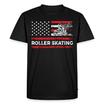 Roller skating American Fitness Sport Flag - Men's Premium Organic T-Shirt - black - Front - Nico (187cm)