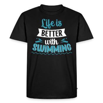 La vie est plus belle avec un sportif de natation - T-shirt Premium bio Homme - noir - Devant - Nico (187cm)