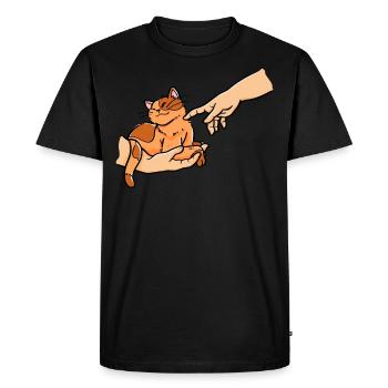 Fresco cat owner who keeps his pet - Men's Premium Organic T-Shirt - black - Front - Nico (187cm)