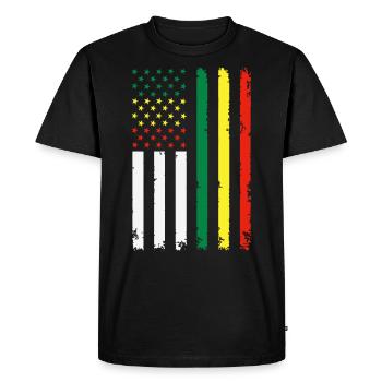 Drapeau de l’indépendance américaine Juneteenth - T-shirt Premium bio Homme - noir - Devant - Nico (187cm)