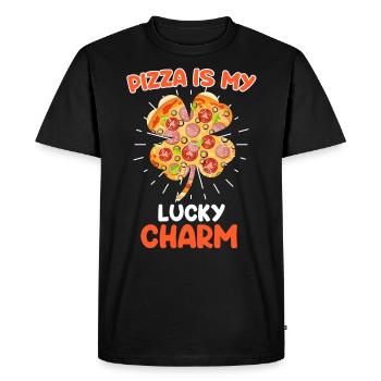La pizza est mon porteur de bonheur Fan de pizza - T-shirt Premium bio Homme - noir - Devant - Nico (187cm)