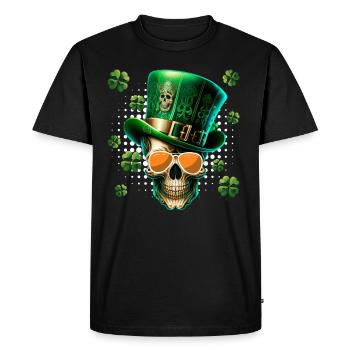 St. Patrick's Day Irish skeleton leprechaun - Men's Premium Organic T-Shirt - black - Front - Nico (187cm)