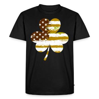 USA Clover Lucky Charm États-Unis - T-shirt Premium bio Homme - noir - Devant - Nico (187cm)