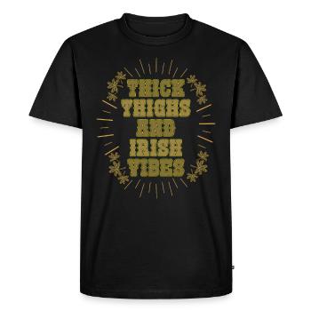 Cuisses épaisses et vibrations irlandaises Irlande - T-shirt Premium bio Homme - noir - Devant - Nico (187cm)