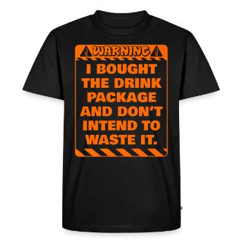 Attention j’ai réservé le forfait boissons party - T-shirt Premium bio Homme - noir - Devant - Nico (187cm)