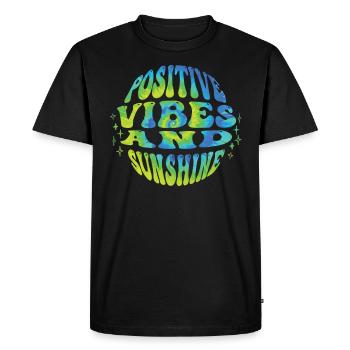 Ambiance positive et fête de vacances d’été ensoleillée - T-shirt Premium bio Homme - noir - Devant - Nico (187cm)
