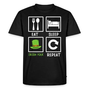 Mangez dormez Les Irlandais répètent la Saint-Patrick - T-shirt Premium bio Homme - noir - Devant - Nico (187cm)