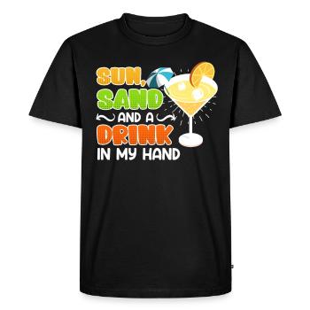 Plage ensoleillée un verre à la main fête de vacances - T-shirt Premium bio Homme - noir - Devant - Nico (187cm)