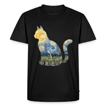 Cute Cat Toy Starry Night Fur - Men's Premium Organic T-Shirt - black - Front - Nico (187cm)