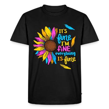 Je vais bien Tout est bon Décor de tournesol - T-shirt Premium bio Homme - noir - Devant - Nico (187cm)