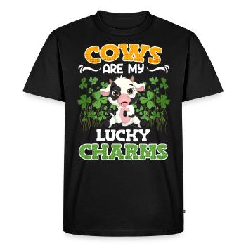 Les vaches sont mes porte-bonheur Agriculteur Éleveurs de bovins - T-shirt Premium bio Homme - noir - Devant - Nico (187cm)