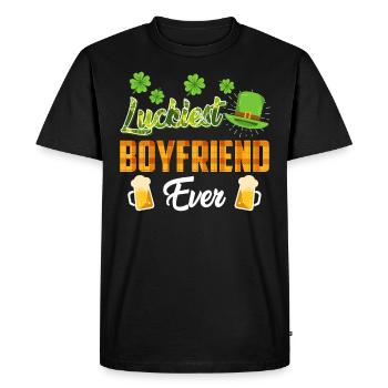 Le petit ami le plus chanceux de tous les temps La Saint-Patrick - T-shirt Premium bio Homme - noir - Devant - Nico (187cm)