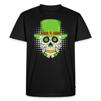 St. Patrick's Day Irish skeleton leprechaun - Men's Premium Organic T-Shirt - black - Front - Nico (187cm)