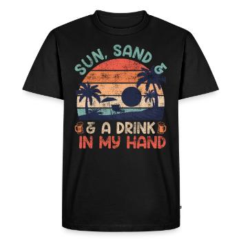 Plage ensoleillée un verre à la main fête de vacances - T-shirt Premium bio Homme - noir - Devant - Nico (187cm)