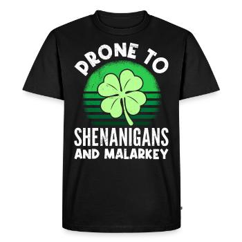 Prone to be Shenanigan & Malarkey St Patricks Day - Men's Premium Organic T-Shirt - black - Front - Nico (187cm)