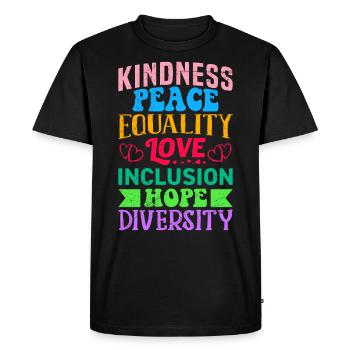 Inclusion Equality Kindness Acceptance - Men's Premium Organic T-Shirt - black - Front - Nico (187cm)