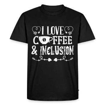 J’aime le Café et l’inclusion handicap Solidarité - T-shirt Premium bio Homme - noir - Devant - Nico (187cm)