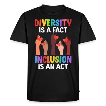 Diversity is a fact Inclusion is an Act Vielfalt - Men's Premium Organic T-Shirt - black - Front - Nico (187cm)