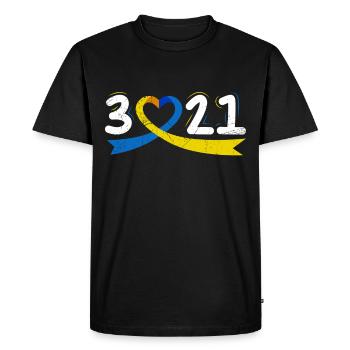 Boucle de sensibilisation à l’étiquette du syndrome de Down mondial pour - T-shirt Premium bio Homme - noir - Devant - Nico (187cm)