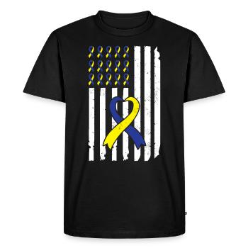 Boucle de sensibilisation au syndrome de Down extra - T-shirt Premium bio Homme - noir - Devant - Nico (187cm)
