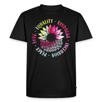 Inclusion Love Peace Kindness - Men's Premium Organic T-Shirt - black - Front - Nico (187cm)