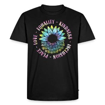 Inclusion Love Peace Kindness - Men's Premium Organic T-Shirt - black - Front - Nico (187cm)