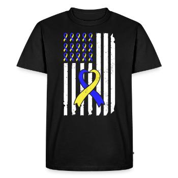 Boucle de sensibilisation au syndrome de Down extra - T-shirt Premium bio Homme - noir - Devant - Nico (187cm)