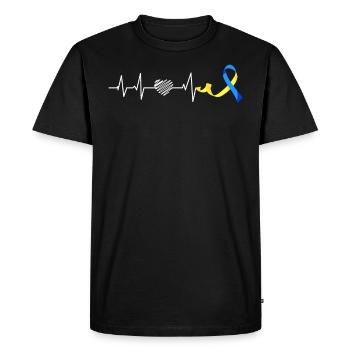 Boucle de sensibilisation au syndrome de Down extra - T-shirt Premium bio Homme - noir - Devant - Nico (187cm)