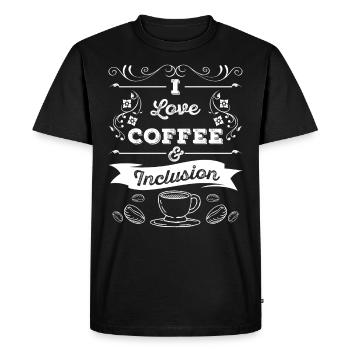 J’aime le café et l’inclusion - T-shirt Premium bio Homme - noir - Devant - Nico (187cm)
