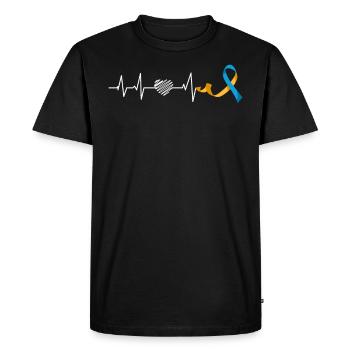Boucle de sensibilisation au syndrome de Down Extra - T-shirt Premium bio Homme - noir - Devant - Nico (187cm)