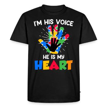 Solidarité autistique pour les enfants autistes - T-shirt Premium bio Homme - noir - Devant - Nico (187cm)