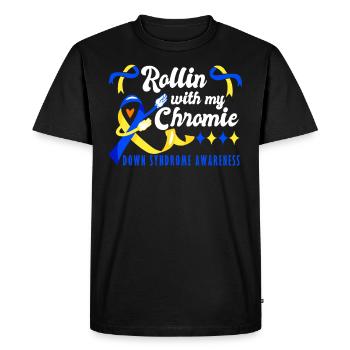 Down Syndrome Rollin avec ma Chromie Awareness - T-shirt Premium bio Homme - noir - Devant - Nico (187cm)