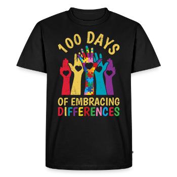 100 Days Vielfalt Solidarität Inklusion - Männer Premium Bio T-Shirt - Schwarz - Vorne - Nico (187cm)