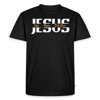 Jesus Life Hope Salvation Christian - Men's Premium Organic T-Shirt - black - Front - Nico (187cm)
