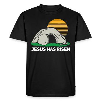 Il est ressuscité le dimanche de Pâques Cave Jésus - T-shirt Premium bio Homme - noir - Devant - Nico (187cm)