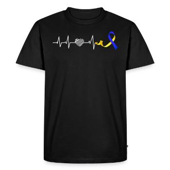 Boucle de sensibilisation au syndrome de Down extra - T-shirt Premium bio Homme - noir - Devant - Nico (187cm)